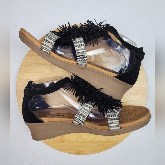 Minnetonka Desi Fringe Wedges Leather Women's Sandals Size 11W - Picture 5 of 11